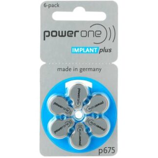 6 x Power One Implant Plus 675 MF Hearing Aid Batteries