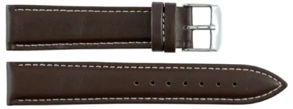 Cinturini in Cuoio Cod.6WS Marrone Scuro Imbottito Cuciture Bianche Cuoio